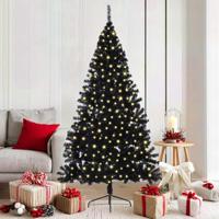 VidaXL Kunstmatig voorverlicht kerstboom met 300 led zwart 180 cm pvc - thumbnail