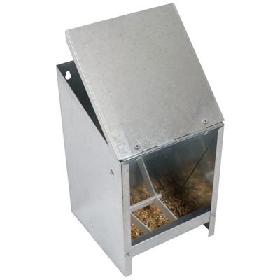 Voerbak verzinkt met schuine deksel 2,5kg