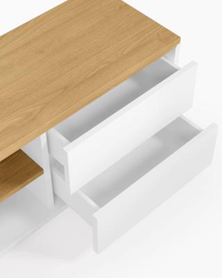 Kave Home TV-meubel 'Abilen' Eiken, 200 x 44cm, kleur Wit