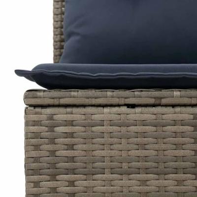 5-delige Loungeset met kussens poly rattan grijs - thumbnail
