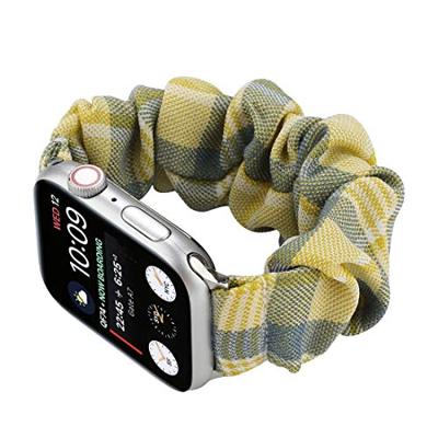 Elastisch scrunchie nylon bandje - Geel / Blauw - Geschikt voor Apple Watch 44mm / 45mm / 46mm / 49mm Elastisch scrunchie nylon bandje - Geel / Blauw - Geschikt voor Apple Watch 44mm / 45mm / 46mm / 49mm