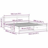 Bedframe met hoofdeinde Naturel 180 x 200 cm Massief grenenhout - thumbnail
