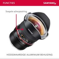 Samyang 7472 12/2,8 objectief Fisheye DSLR Sony E handmatige fotoolens, super groothoek zwart - thumbnail