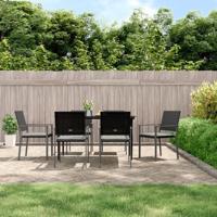 Tuinstoelen 6 st met kussens 54x62,5x89 cm poly rattan zwart - thumbnail