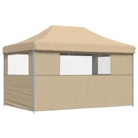 Partytent inklapbaar pop-up met 3 zijwanden beige - thumbnail