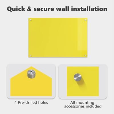 VidaXL Keuken spatscherm geel 90 x 60 cm gehard glas