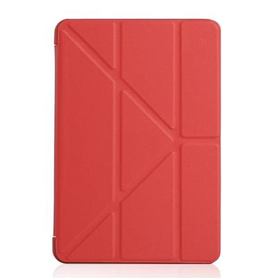 Gierst textuur PU + silica gel volledige dekking lederen draagtas voor iPad mini 2019 met multi-vouwen houder (rood)