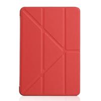 Gierst textuur PU + silica gel volledige dekking lederen draagtas voor iPad mini 2019 met multi-vouwen houder (rood) - thumbnail