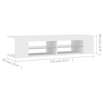 Tv-meubel met LED-verlichting 135x39x30 cm wit