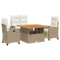 4-delige Tuinset met kussens poly rattan beige - thumbnail