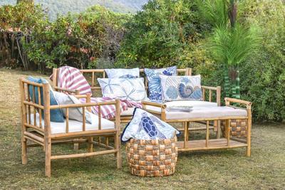 Mandenset Home ESPRIT Natuurlijk Zeegras Natuurlijke Vezel Boho 43 x 43 x 39 cm (2 Onderdelen)