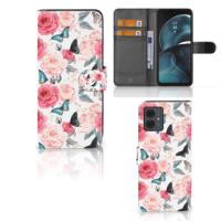 Motorola Moto G14 Hoesje Butterfly Roses | Portemonnee hoesje - thumbnail