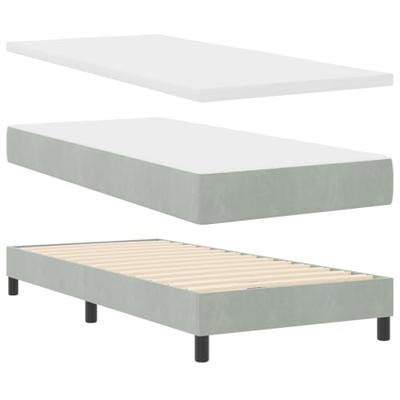 Boxspringbed met matras fluweel lichtgrijs 90x190 cm