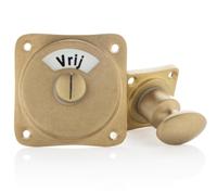 De Oude Deurklink WC Slot - Draaiknop vrij-bezet messing getrommeld - thumbnail