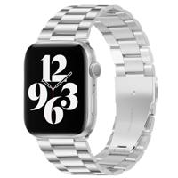 By Qubix - Stalen schakelband - Zilver - Compatible met Apple watch 44mm / 45mm / 46mm / 49mm - Compatible Apple watch bandjes - thumbnail