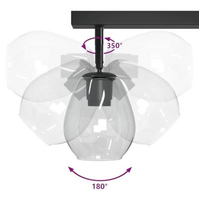 VidaXL Plafondspot zwart 110,5 x 13 x 26 cm glas en metaal VidaXL Plafondspot zwart 110,5 x 13 x 26 cm glas en metaal