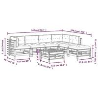 7-delige Loungeset met kussens massief hout grijs - thumbnail