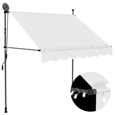 Luifel handmatig uitschuifbaar met LED 200 cm crèmekleurig