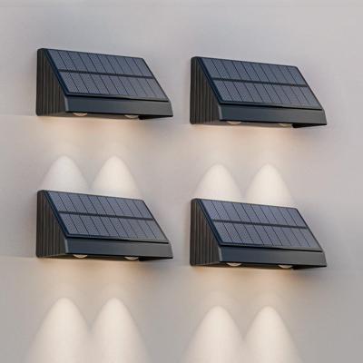 4x Mikey - Solar Wandlamp - Downlight - 3000K Warm wit - Zwart - Schuttingverlichting op zonne energie