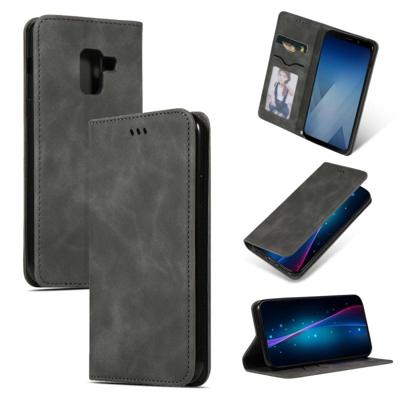 Retro huid voelen Business magnetische horizontale Flip lederen case voor Samsung Galaxy A8 plus 2018 ?? (donkergrijs) Retro huid voelen Business magnetische horizontale Flip lederen case voor Samsung Galaxy A8 plus 2018 ?? (donkergrijs)