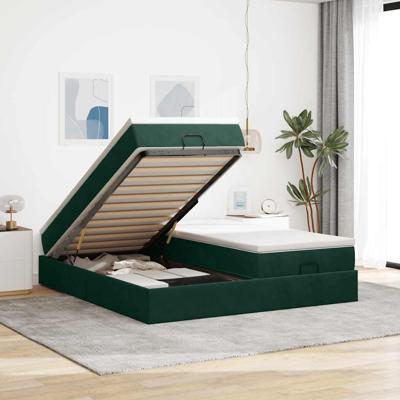 Ottoman bed met matrassen 160x200cm fluweel donkergroen