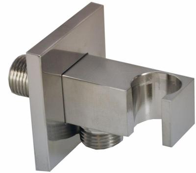 Doucheaansluiting Wiesbaden Rombo | Met handdouchehouder | Messing | Vierkant | Geborsteld staal PVD