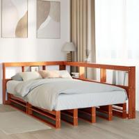 Bed met boekenkast zonder matras grenenhout wasbruin 120x200 cm - thumbnail