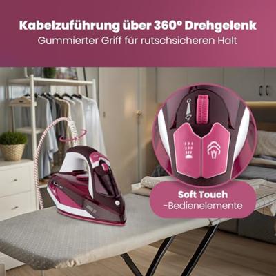 Clatronic DB 3705 Stoomstrijkijzer Keramische zoolplaat 2600 W Roze