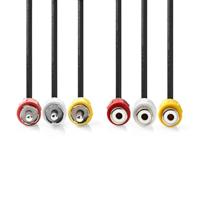 Nedis Composiet Videokabel | 3x RCA Male | 3x RCA Female | Vernikkeld | 480p | 2.00 m | Rond | PVC | Zwart | Label - CVGL24305BK20 - thumbnail