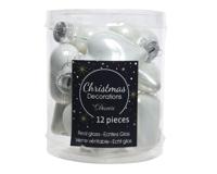 12 Glazen hartjes 40 mm winter wit KSD Decoris - Decoris - thumbnail