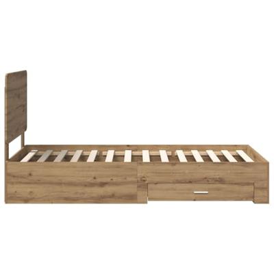 Bedframe met hoofdeinde Artisan Eiken 90 x 200 cm Bewerkt hout