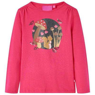Kindershirt met lange mouwen eekhoornprint 116 felroze Kindershirt met lange mouwen eekhoornprint 116 felroze