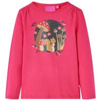 Kindershirt met lange mouwen eekhoornprint 116 felroze - thumbnail