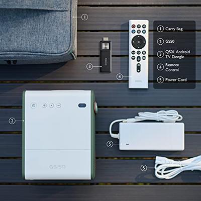 BenQ GS50 1080p Videoproiettore per esterni | Altoparlante Bluetooth con bassi potenti | Android TV | HDMI