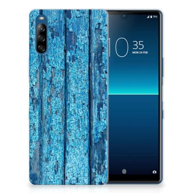 Sony Xperia L4 Bumper Hoesje Wood Blue Sony Xperia L4 Bumper Hoesje Wood Blue