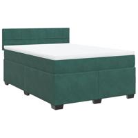 Boxspring met matras fluweel donkergroen 140x190 cm - thumbnail