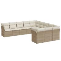 11-delige Tuinset met kussens poly rattan beige - thumbnail