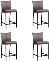 Set van 4 Grijze leren moderne barkrukken Revolt - poot vierkant zwart - Rancho Leer Steel (grijs leer) - thumbnail