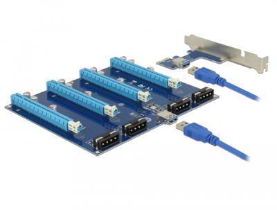 DeLOCK Riser Card PCI Express x1 > 4 x PCIe x16 met USB-kabel