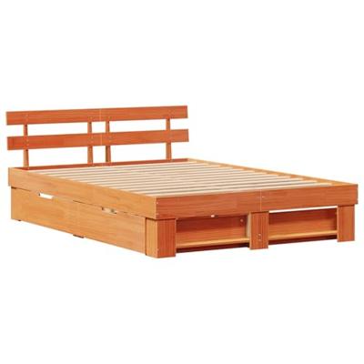 Bedframe met lade Wasbruin 150 x 200 cm Massief grenenhout