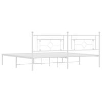 Bedframe met hoofdbord metaal wit 193x203 cm - thumbnail