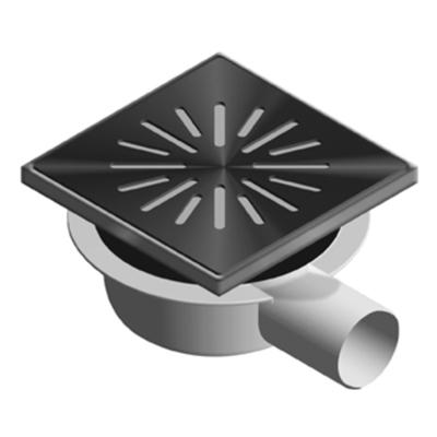 Doucheput Aquaberg ABS Vloerput RVS Opzetstuk RVS Rooster Laag Model Zijuitlaat 50 mm 150x150 mm PPC Reukafsluiter Aquaberg