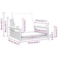 Schommelbank met kussens 63x62x40 cm poly rattan grijs - thumbnail