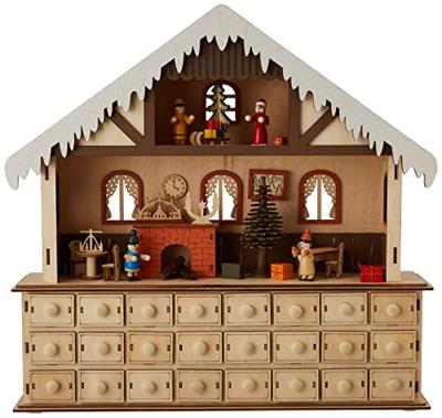 Small Foot - houten adventskalender woonkamer met lichtjes