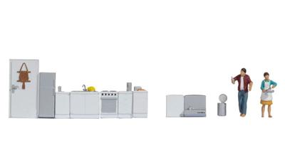 NOCH 16285 H0 Themaset keuken figuren Kant-en-klaar model