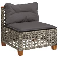 8-delige Loungeset met kussens poly rattan grijs - thumbnail