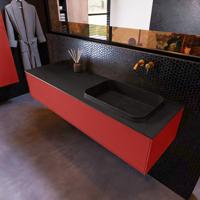 Badkamermeubelset Mondiaz Erin 150 cm met 1 Lade met RIDGE Wastafel Rechts Urban Zonder Kraangaten Greeploos Mat Fire - thumbnail