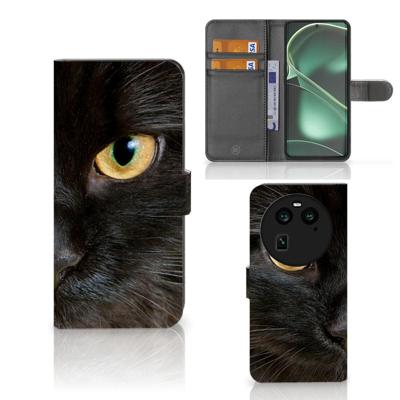 OPPO Find X6 | Telefoonhoesje | Met pasjeshouder | Zwarte Kat