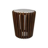 HSM Collection-Ronde Bijzettafel-ø45x50-Bruin|Wit-Mango|Marmer - thumbnail