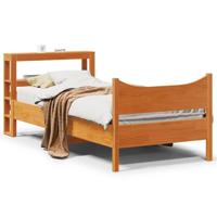 Bedframe met hoofdbord massief grenenhout wasbruin 75x190 cm - thumbnail